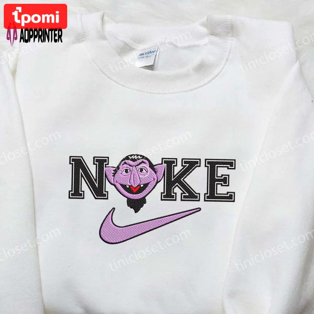 Count von count x nike embroidered shirt – sesame street & custom design Embroidered Shirt