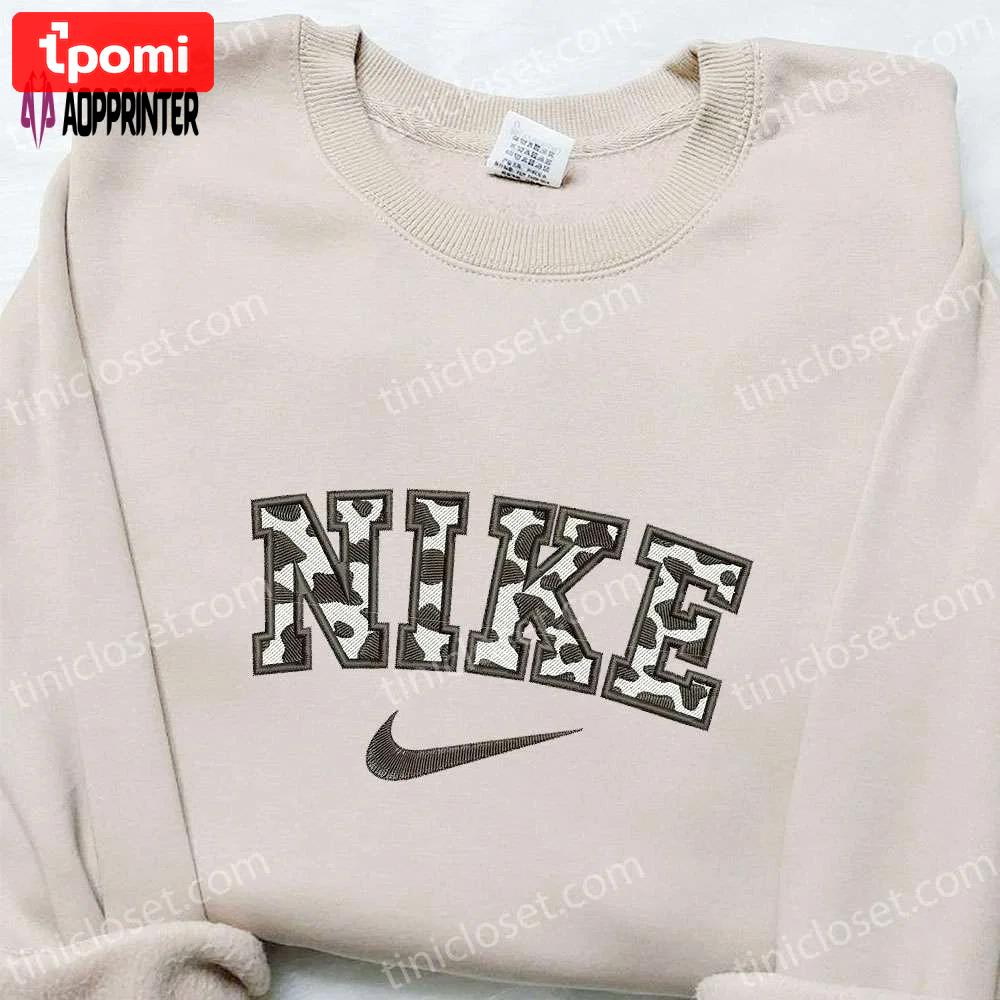 Cow motifs x nike: embroidered hoodie & shirt – best family gifts Embroidered Shirt