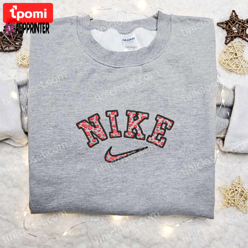 Cow pattern x nike embroidered sweatshirt: best nike inspired shirt for family gifts Embroidered Shirt