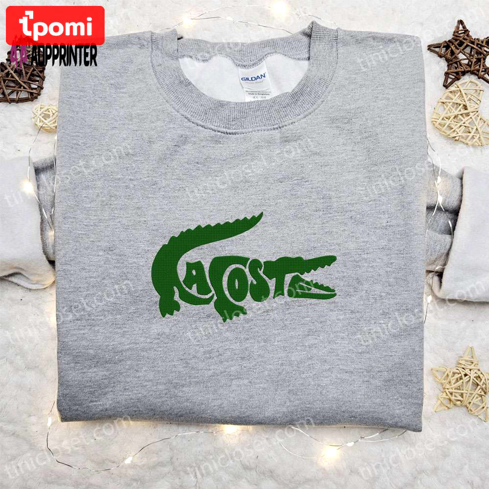 Crocodile lacoste x swoosh embroidered sweatshirt: nike inspired shirt best birthday gift for family Embroidered Shirt