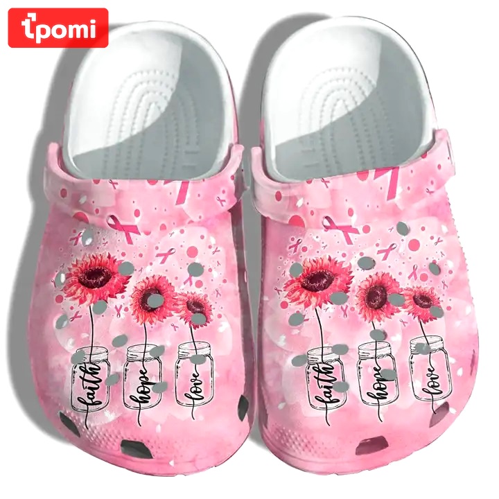Crocs outfit - breast cancer awareness crocs pink ribbon faith hope love sunflower crocs clogs crocband shoes - 279 Crocs Outfit