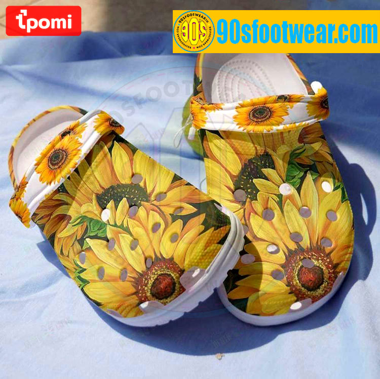 Crocs outfit - crocs with sunflowers – sunflower pattern custom classic clog - 425 Crocs Outfit