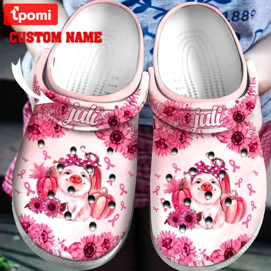 Crocs outfit - custom name breast cancer crocs pig lover pink sunflower crocs clogs crocband shoes - 463 Crocs Outfit
