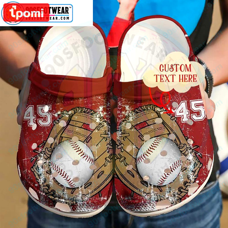 Crocs outfit - customize jersey numbers and name vintage red personalized baseball crocs - 503 Crocs Outfit