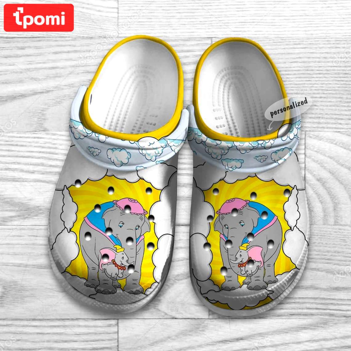 Crocs outfit - dumbo elephant & mom yellow comic pattern disney graphic cartoon crocs clogs crocband shoes - 643 Crocs Outfit