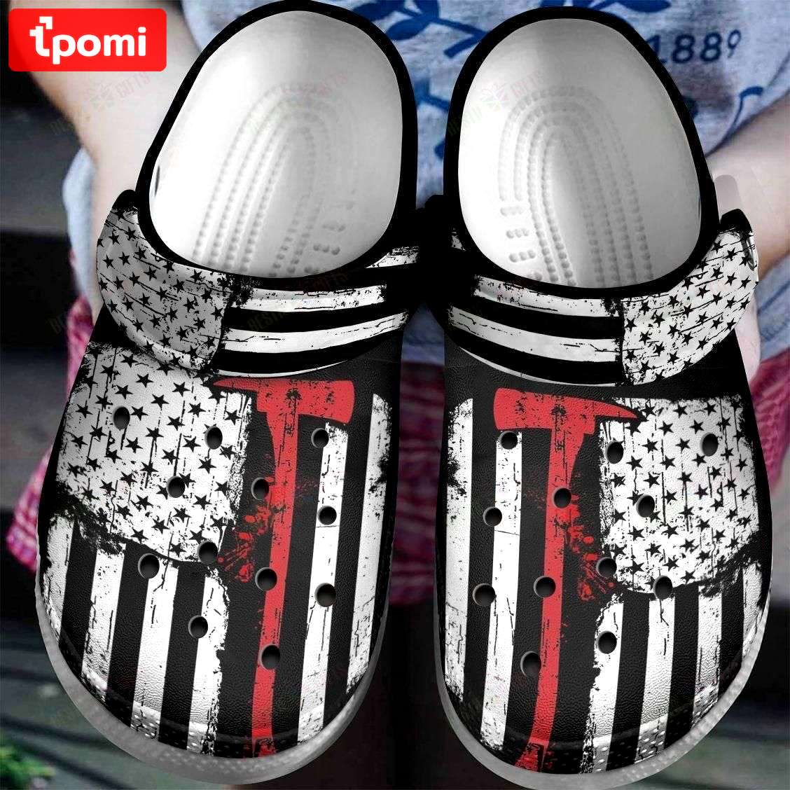 Crocs outfit - firefighter american flag thin red line crocs crocband clogs - 698 Crocs Outfit