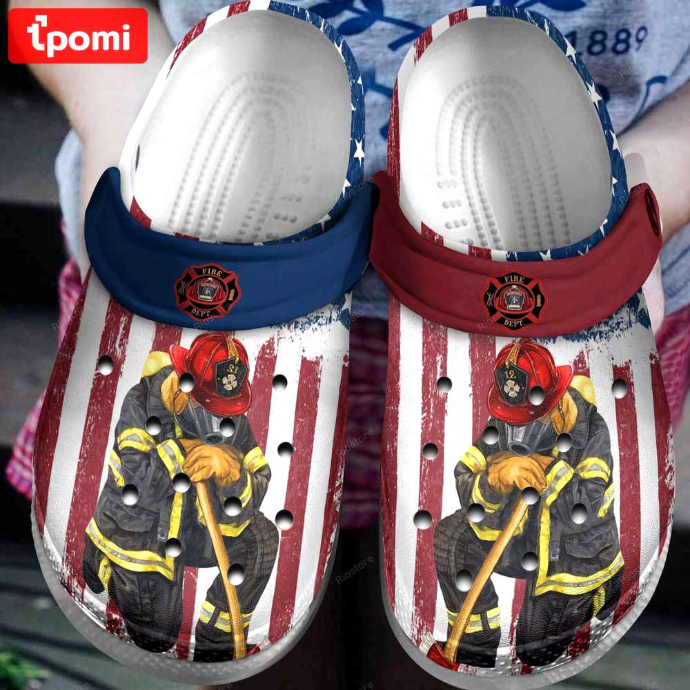 Crocs outfit - firefighter fire dept usa flag crocs clogs crocband shoes - 702 Crocs Outfit