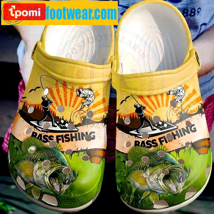 Crocs outfit - fishing crocs – vintage bass fishing custom classic clog - 714 Crocs Outfit
