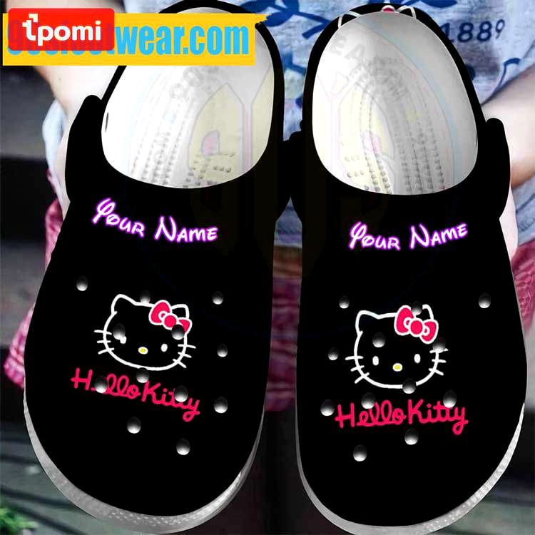 Crocs outfit - hello kitty personalized crocs – hello kitty custom name black crocband clog shoes - 1223 Crocs Outfit
