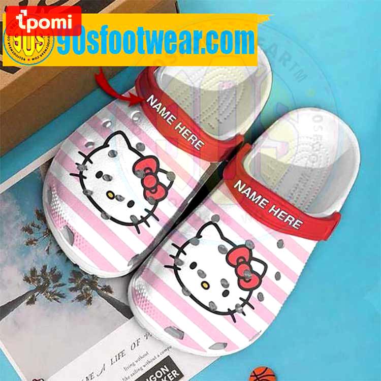 Crocs outfit - hello kitty personalized crocs – pink line pattern custom name crocband clog shoes - 1227 Crocs Outfit