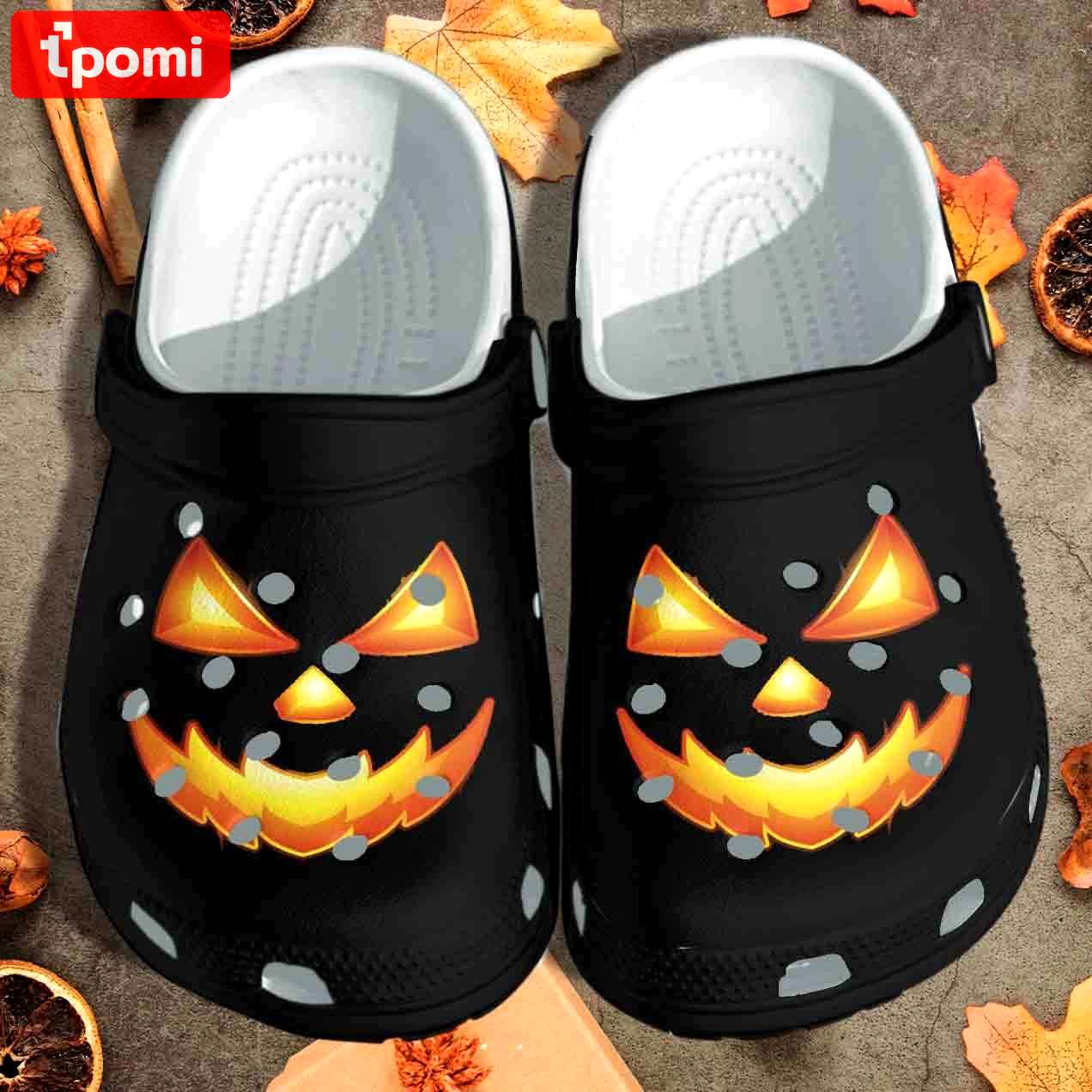 Crocs outfit - horror pumpkin face black crocs clogs crocband shoes - 1267 Crocs Outfit