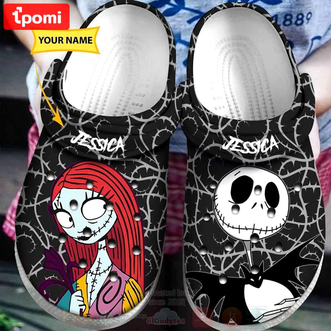 Crocs outfit - jack & sally nightmare before christmas couple custom name halloween crocs clogs crocband shoes - 1291 Crocs Outfit