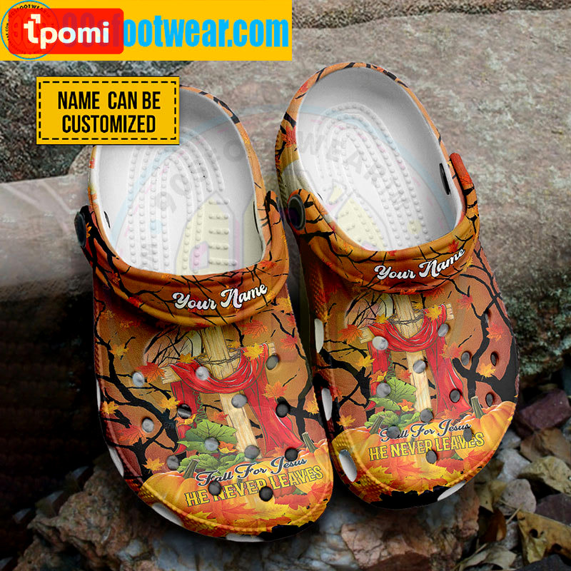 Crocs outfit - personalized thanksgiving crocs fall for jesus he never leaves classic clogs - 1849 Crocs Outfit