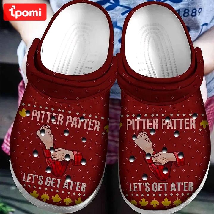 Crocs outfit - pitter patter let’s get at er ugly pattern christmas crocs crocband clog shoes for men women - 1877 Crocs Outfit
