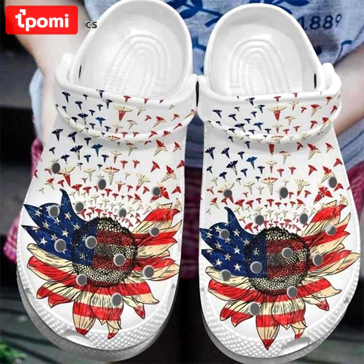 Crocs outfit - usa flag color american sunflower nurse medical symbols crocs clogs shoes - 2243 Crocs Outfit