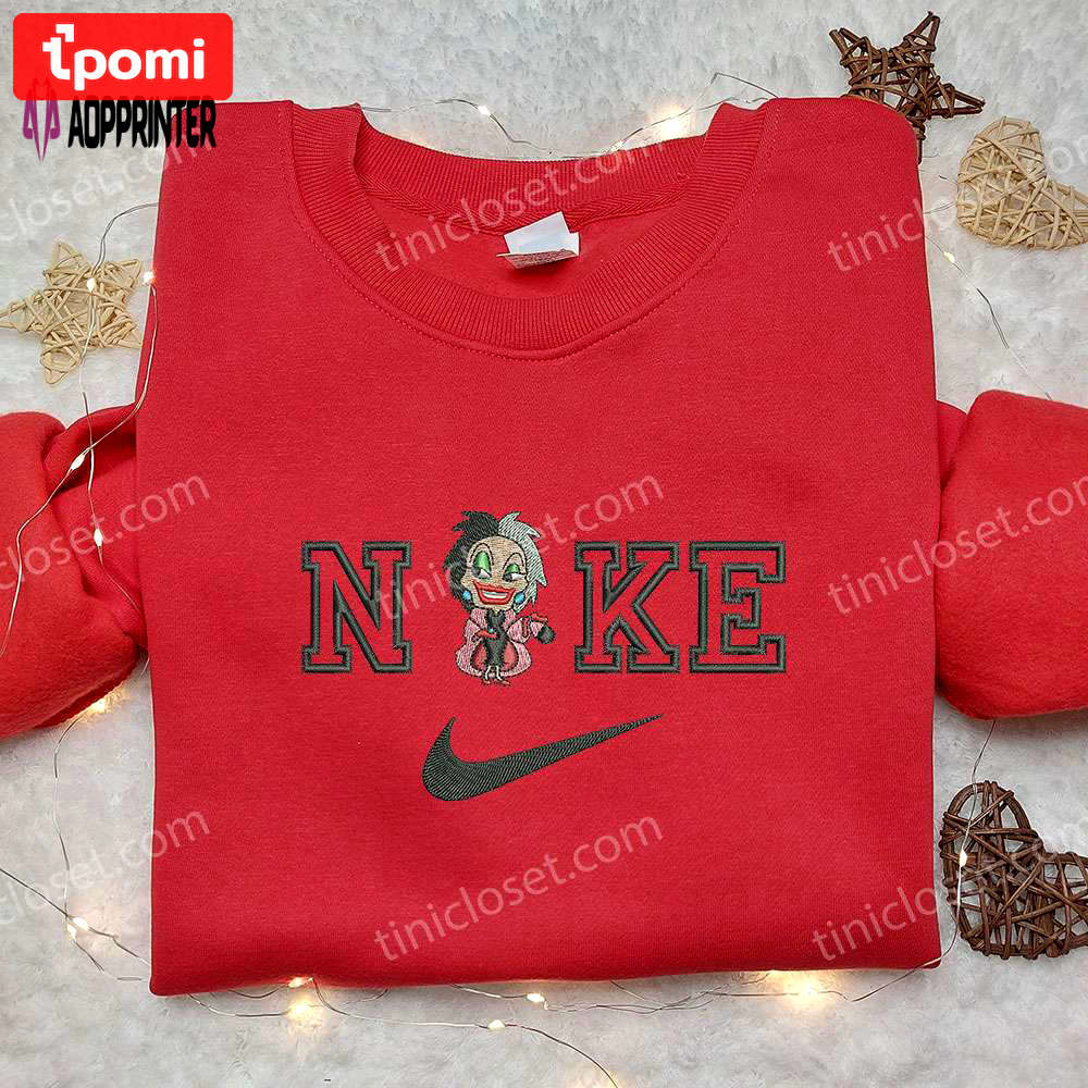 Cruella de vil x nike embroidered shirt: 101 dalmatians & custom design Embroidered Shirt
