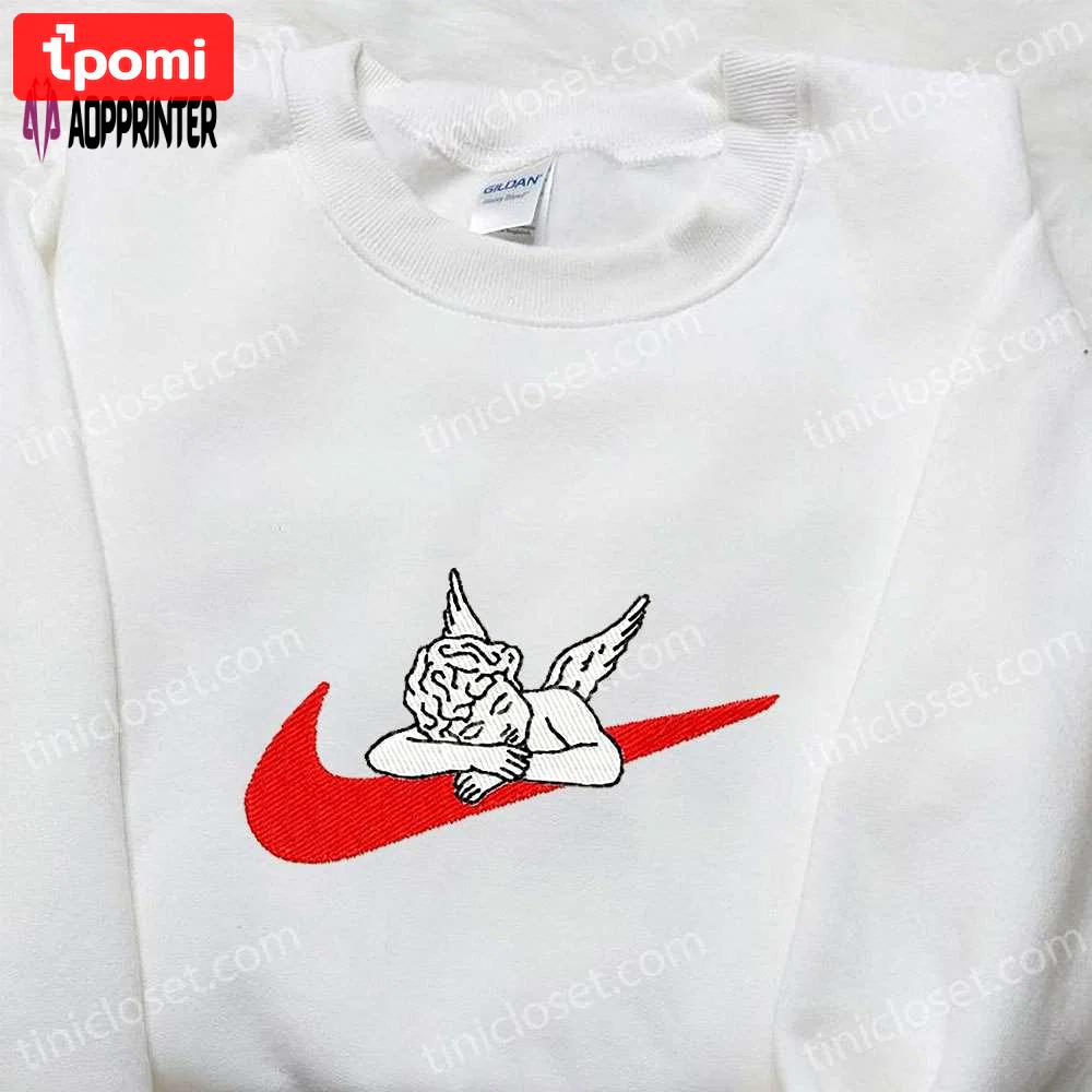 Cupid x nike swoosh embroidered shirt: custom valentine s apparel Embroidered Shirt