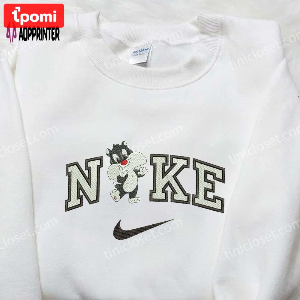 Custom baby sylvester x nike embroidered shirt – cartoon disney looney tunes & merrie melodies Embroidered Shirt