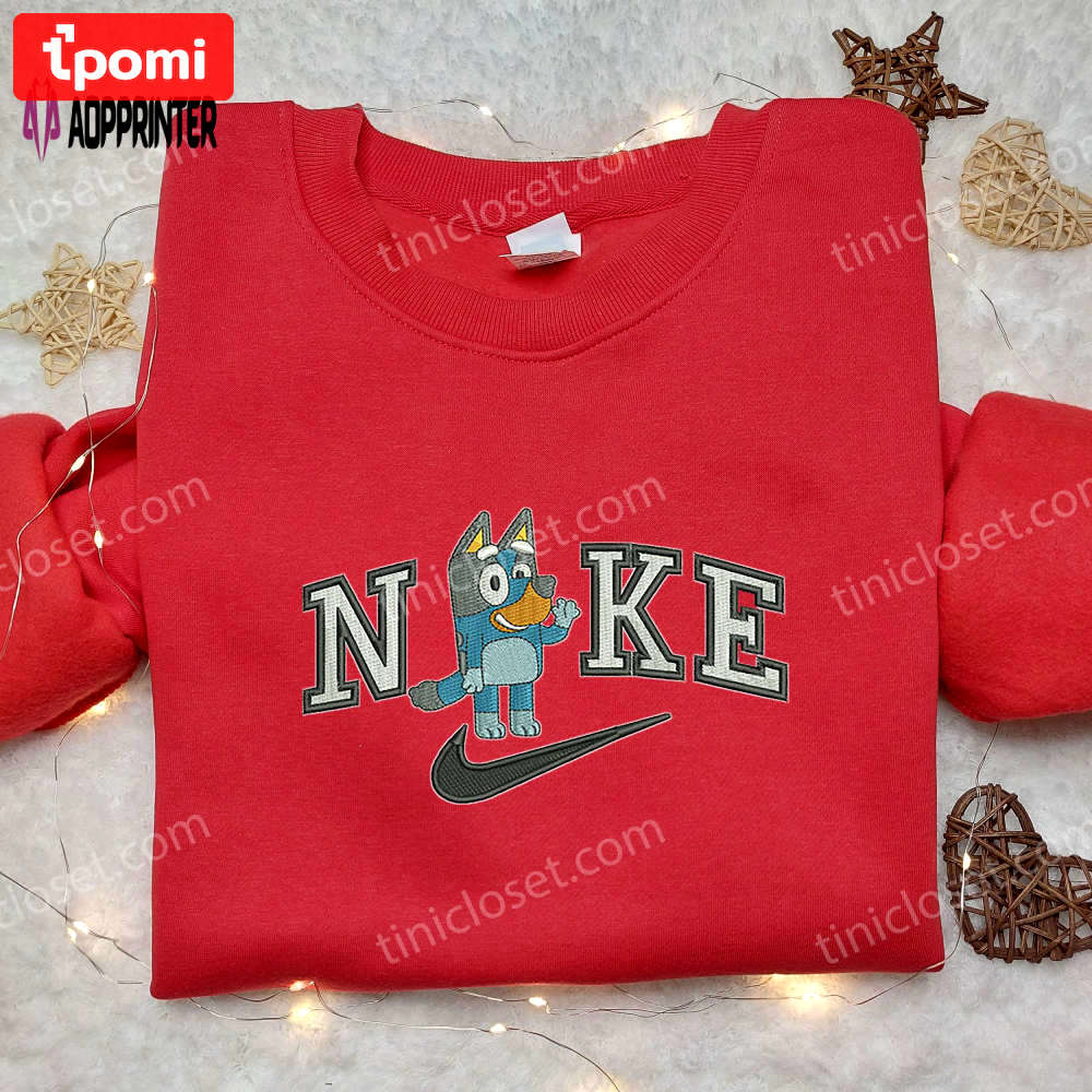 Custom bluey hi x nike embroidered shirt – unique stylish nike shirt Embroidered Shirt