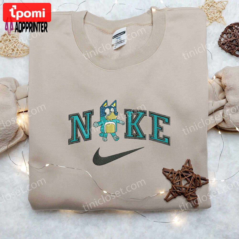 Custom bluey walk x nike embroidered shirt: stylish & unique design Embroidered Shirt