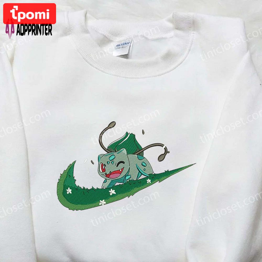 Custom bulbasaur x nike embroidered shirt – pokemon inspired nike tee Embroidered Shirt