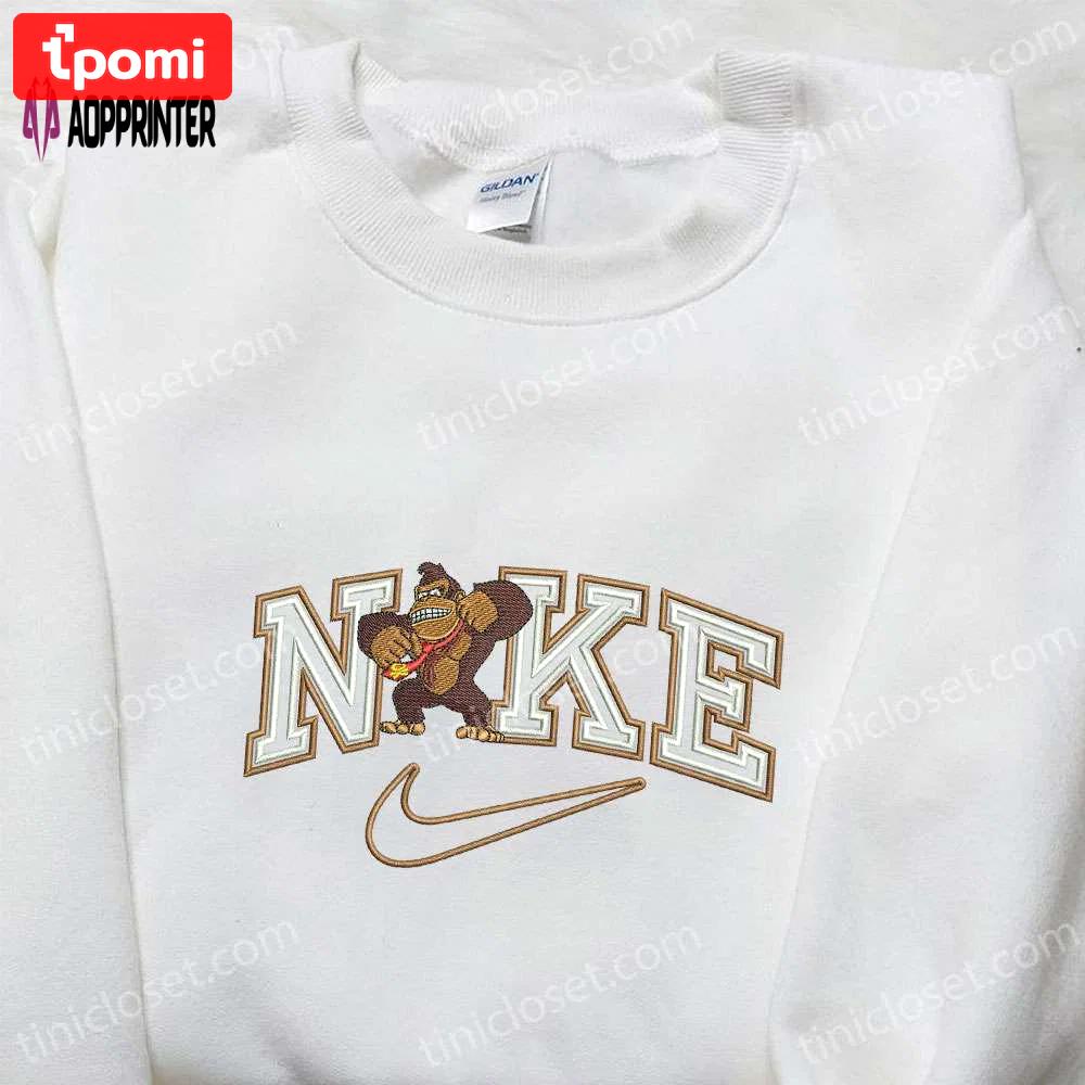 Custom donkey kong x nike embroidered shirt: best birthday gift idea for game lovers Embroidered Shirt