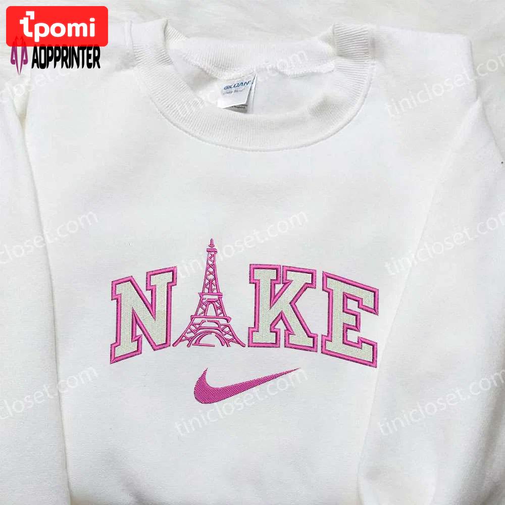 Custom eiffel x nike embroidered shirt: perfect gift for son unique and stylish Embroidered Shirt