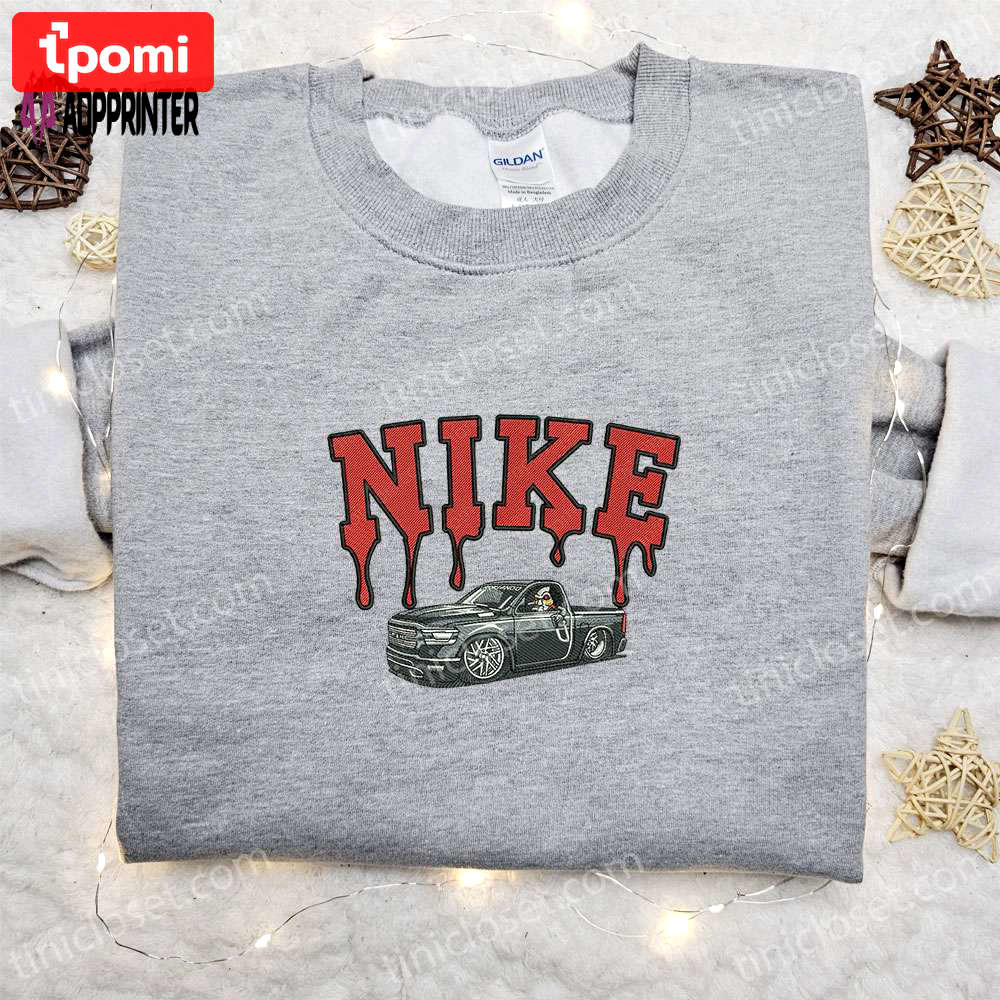 Custom leatherface truck x nike movie embroidered shirt – best halloween gift ideas Embroidered Shirt