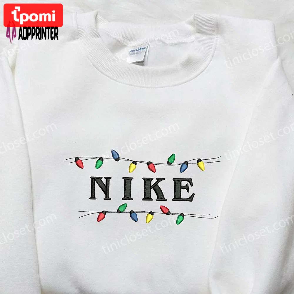 Custom nike christmas lamp embroidered shirt – perfect christmas gifts for family Embroidered Shirt