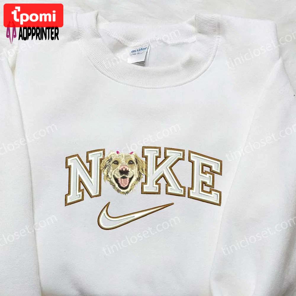 Custom nike dog smile embroidered shirt: animal-inspired style Embroidered Shirt