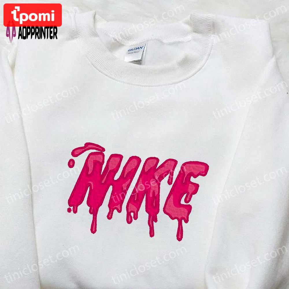 Custom nike embroidered shirt: the perfect birthday gift idea with melting design Embroidered Shirt