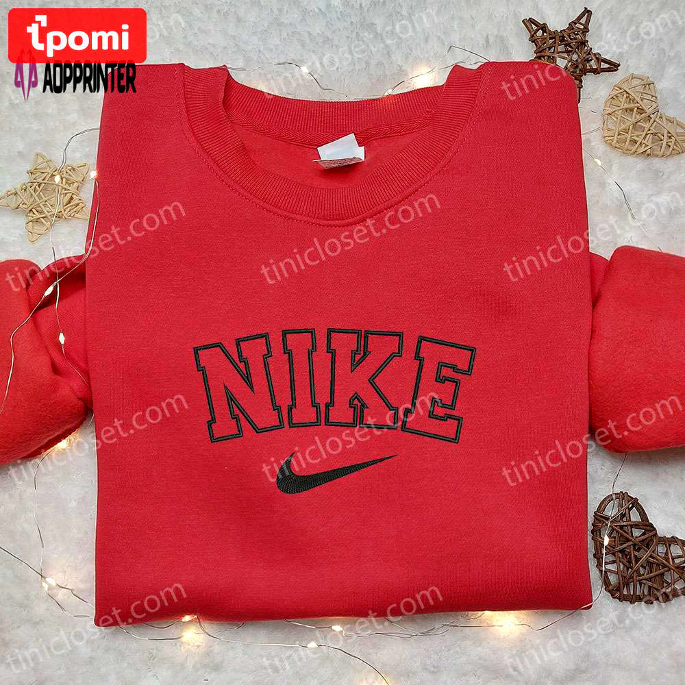 Custom nike inspired embroidered shirt: perfect family gift Embroidered Shirt