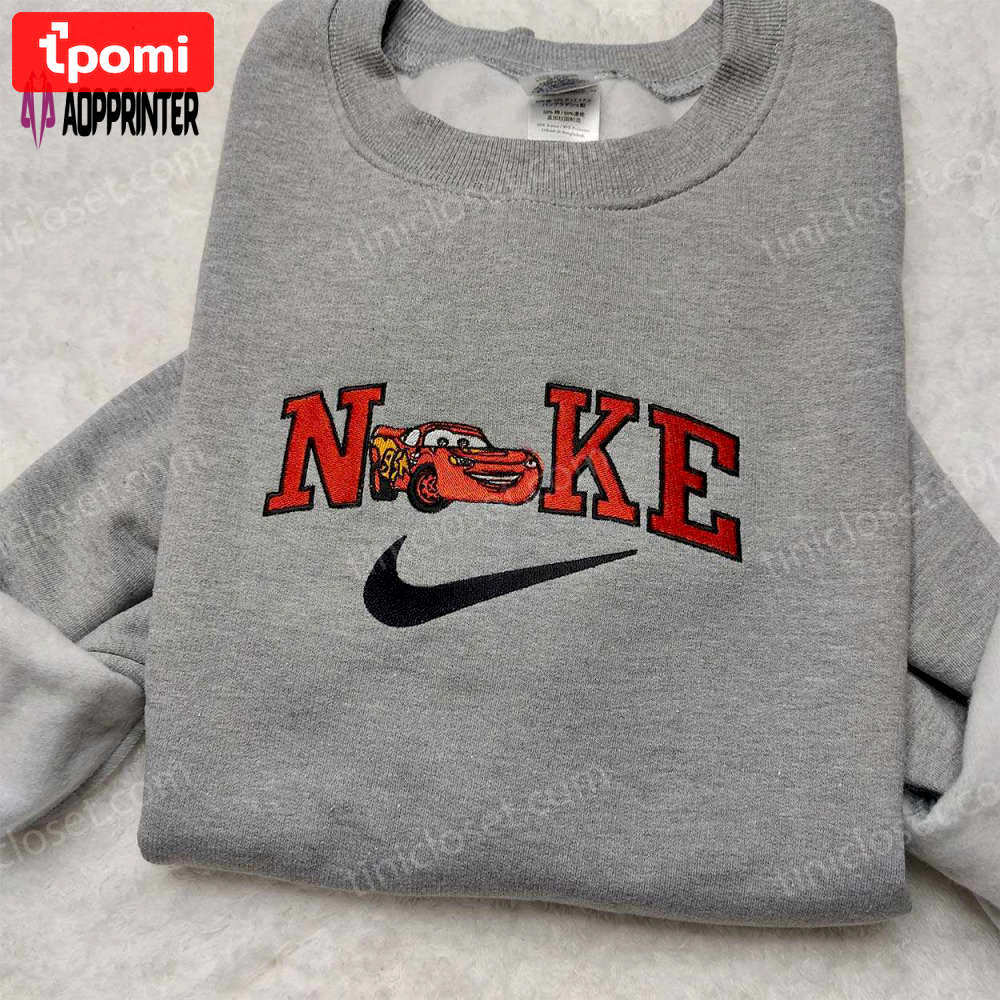 Custom nike lightning mcqueen & pixar cars embroidered shirt – disney inspired design Embroidered Shirt