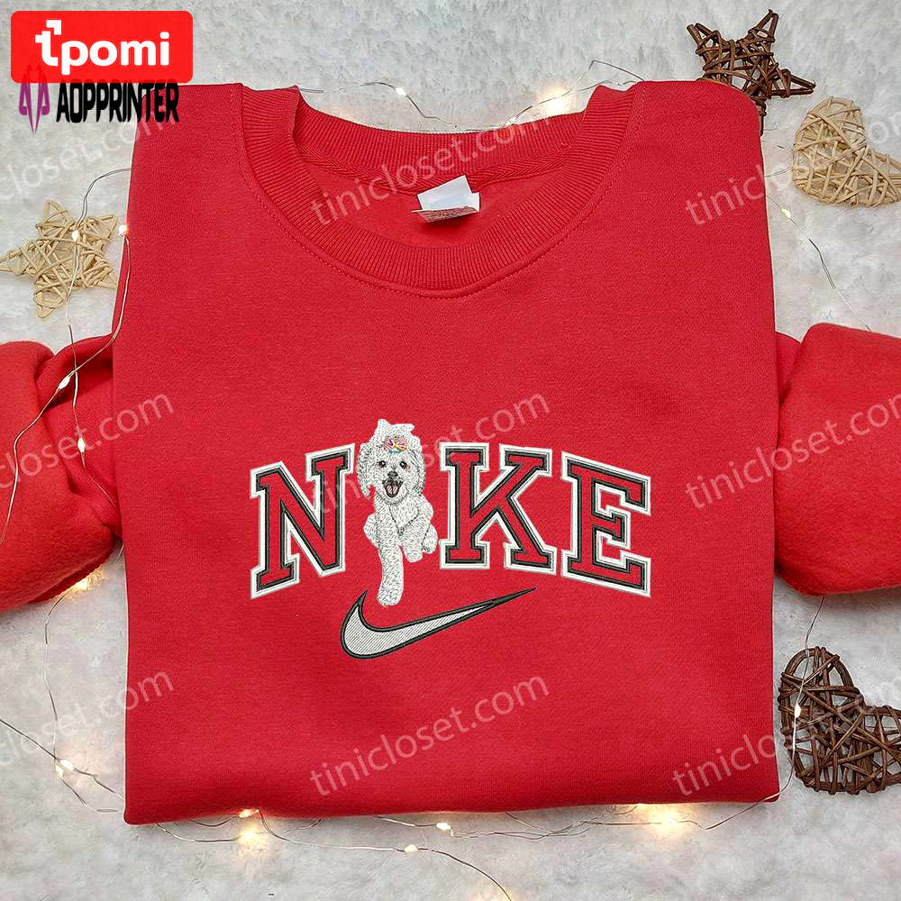 Custom nike x bichon frise embroidered shirt: animal-inspired style Embroidered Shirt