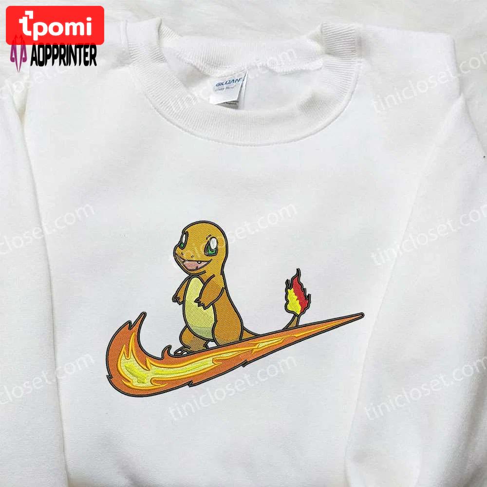 Custom nike x charmander stand embroidered shirt – pokémon design Embroidered Shirt