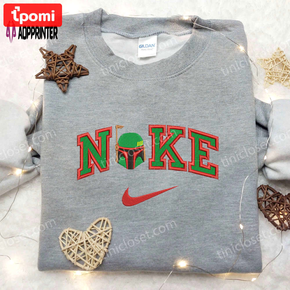 Custom nike x helmet boba fett embroidered shirt: the book of boba fett design Embroidered Shirt