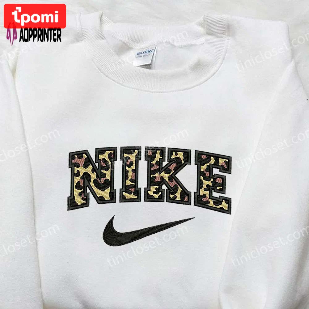 Custom nike x leopard embroidered shirt: best family gifts Embroidered Shirt
