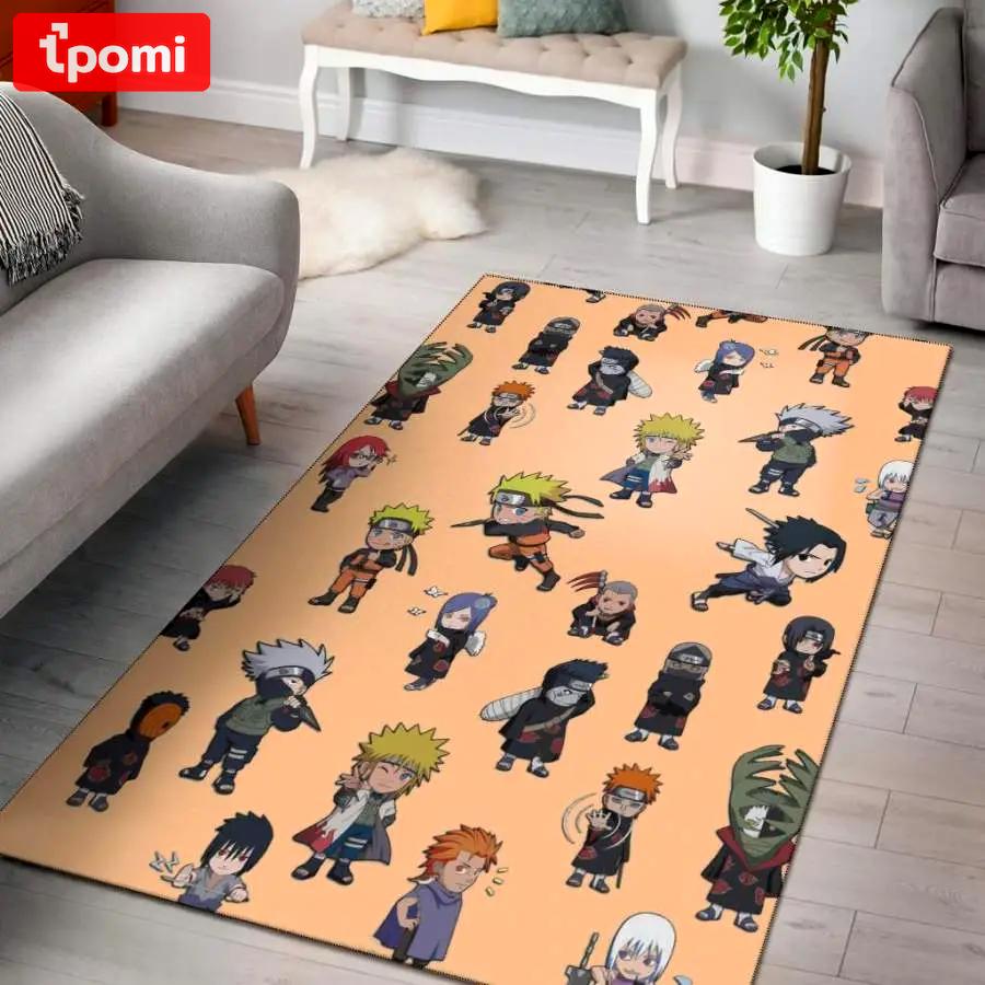 Cute naruto characters chibi area rug living room rug home decor carpet Rectangle Rug
