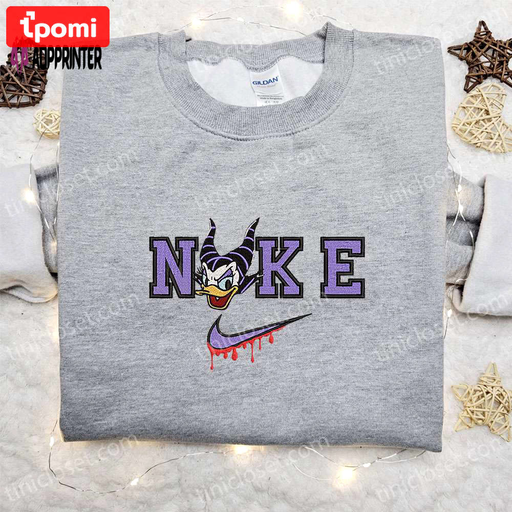 Daisy duck maleficent evil x nike: embroidered hoodie & shirt – best halloween gift ideas Embroidered Shirt