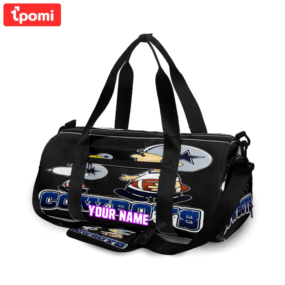 Dallas cowboys chairlie snoopy woodstock personalized name travel bag gym bag 882 Travel Bag