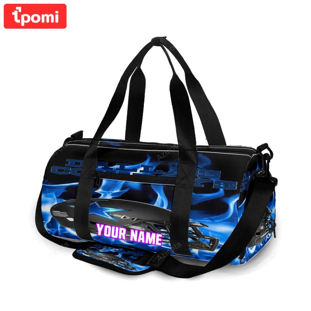 Dallas cowboys helmet blue fire personalized name travel bag gym bag 1573 Travel Bag