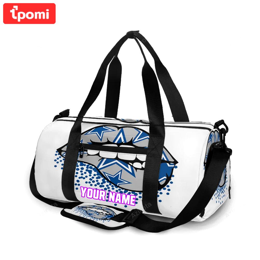 Dallas cowboys lips glitter personalized name travel bag gym bag 2164 Travel Bag