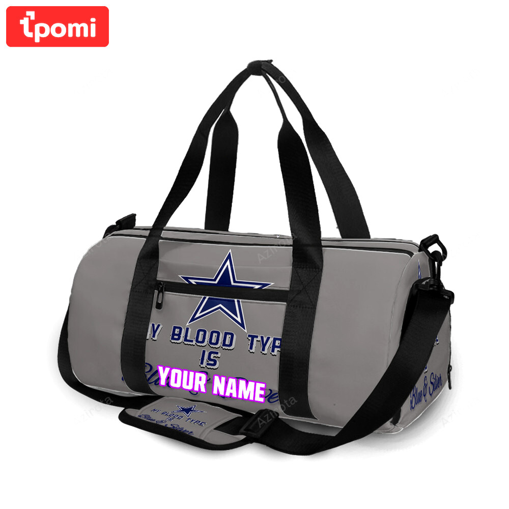 Dallas cowboys my blood type personalized name travel bag gym bag 145 Travel Bag