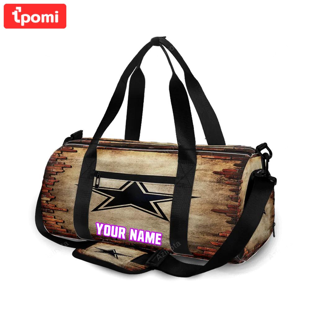 Dallas cowboys star brick wall personalized name travel bag gym bag 2169 Travel Bag