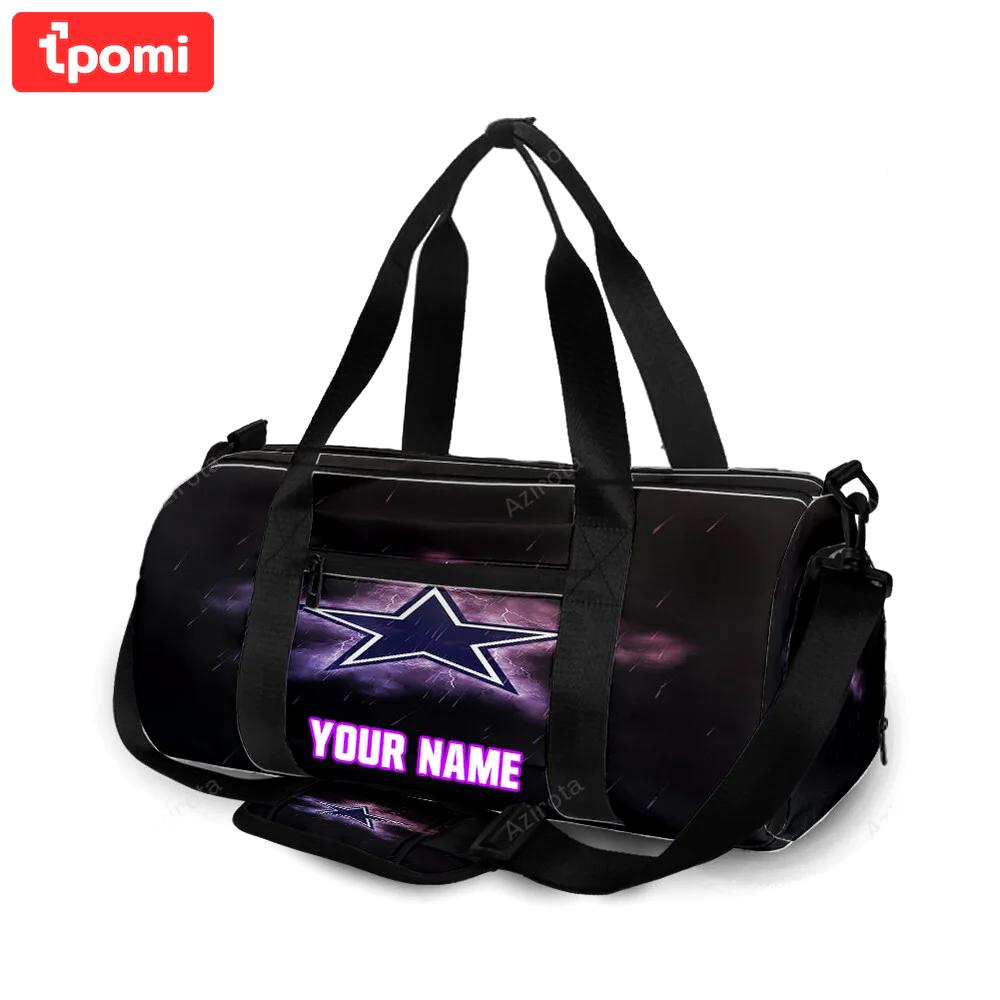 Dallas cowboys star rain thunder personalized name travel bag gym bag 370 Travel Bag