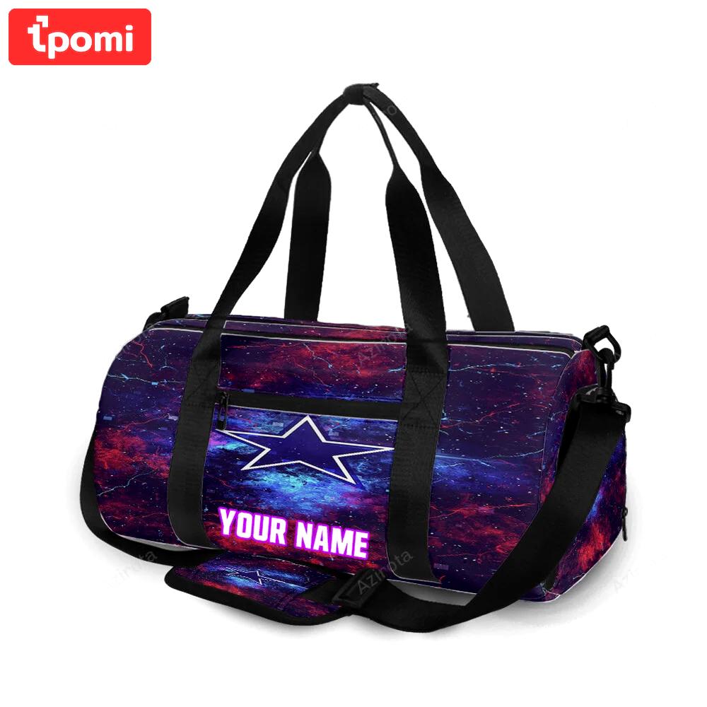 Dallas cowboys star red blue thunder personalized name travel bag gym bag 692 Travel Bag