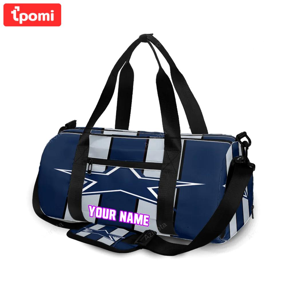 Dallas cowboys star striped navy personalized name travel bag gym bag 337 Travel Bag