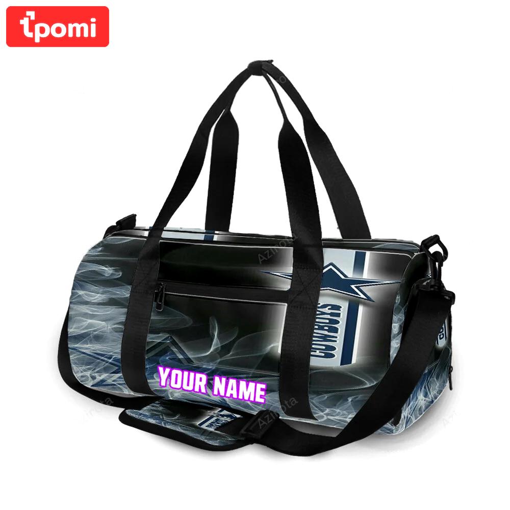 Dallas cowboys star white smoke personalized name travel bag gym bag 388 Travel Bag