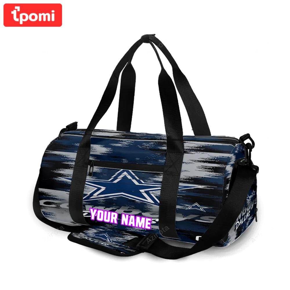 Dallas cowboys zigzag star personalized name travel bag gym bag 1077 Travel Bag