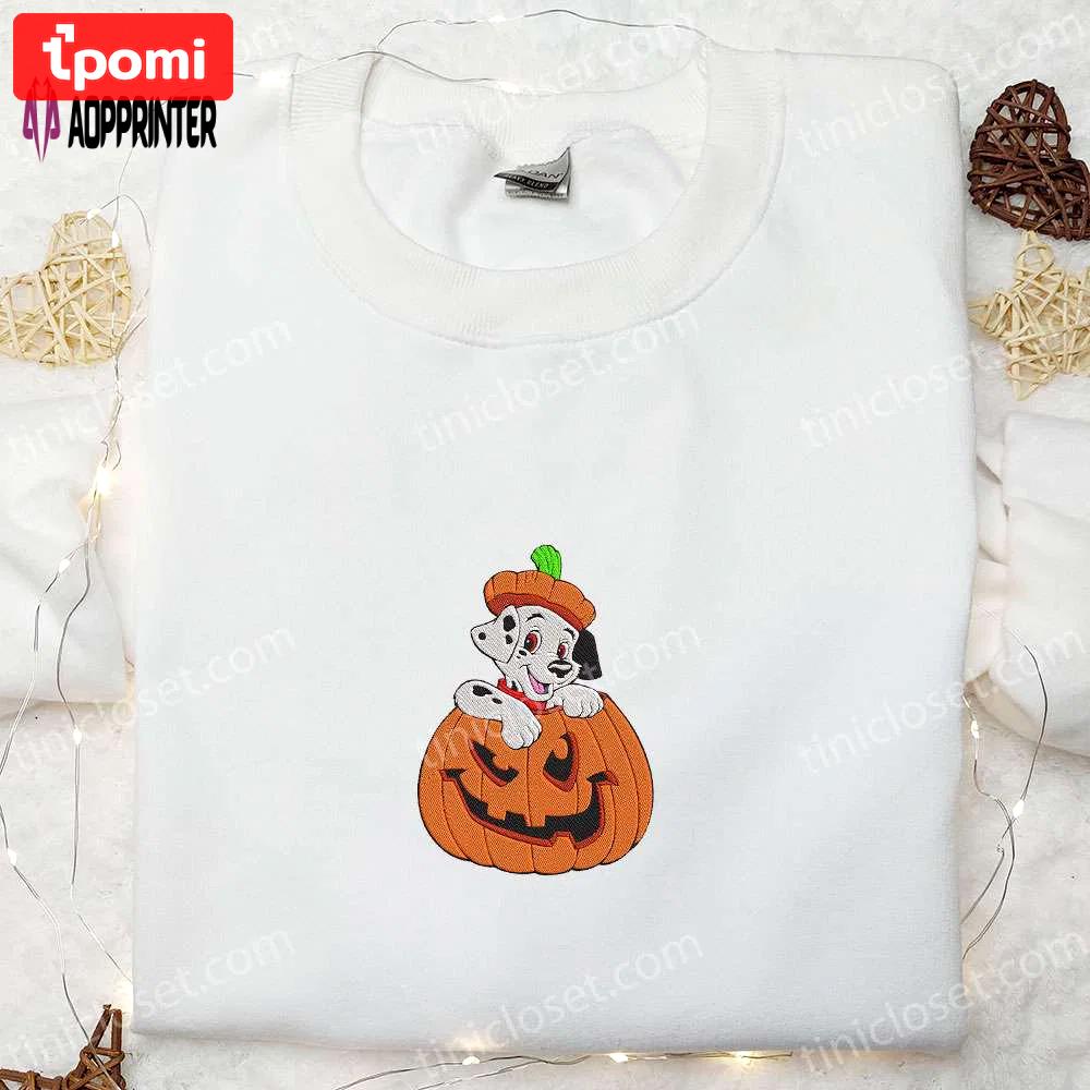 Dalmatian halloween pumpkin embroidered shirt – cute gift idea for halloween Embroidered Shirt